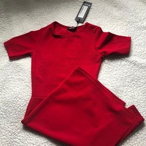 nasty gal red bodycon dress with side slit